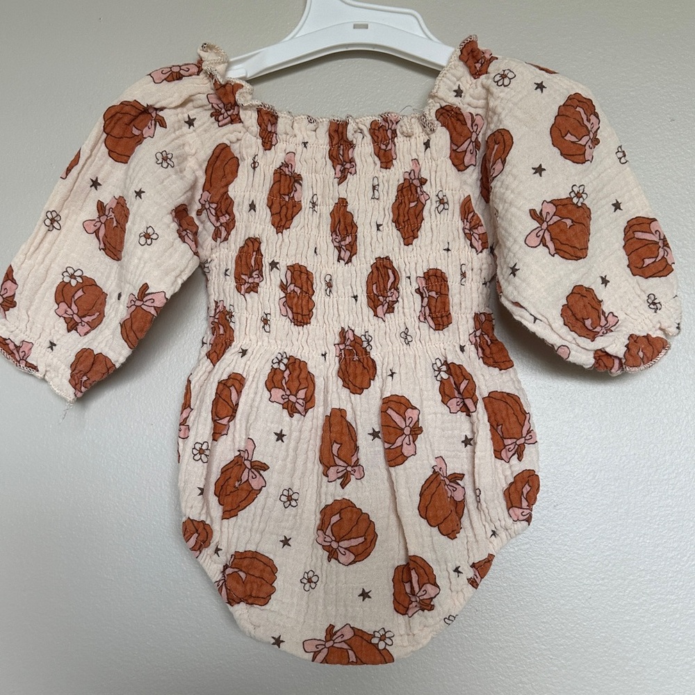 Adorable Pumpkin Print Baby Romper